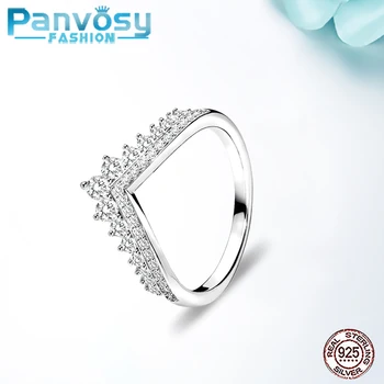 

2020 100% Real 925 Sterling Zircon Crown Finger Rings For Women Wedding Rings Dating Ring Jewelry Making 2020 Gifts