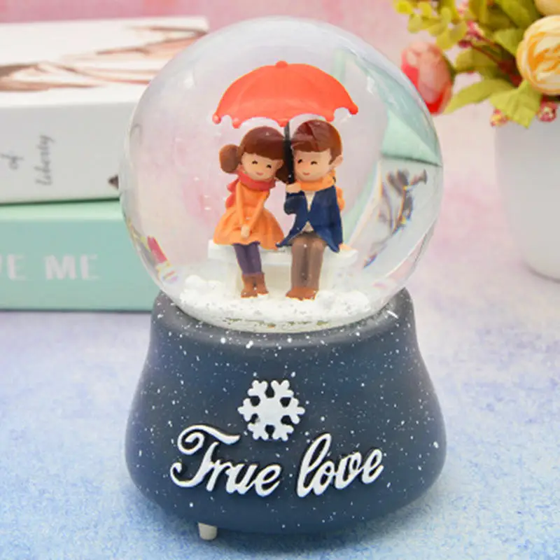B.snow globe LORONZ любителей музыкальных снег глобусы Новинка Ночной светильник музыкальный Снежный шар из музыкальная шкатулка орнамент подарок на Рождество или День святого Валентина - Цвет: B.snow globe