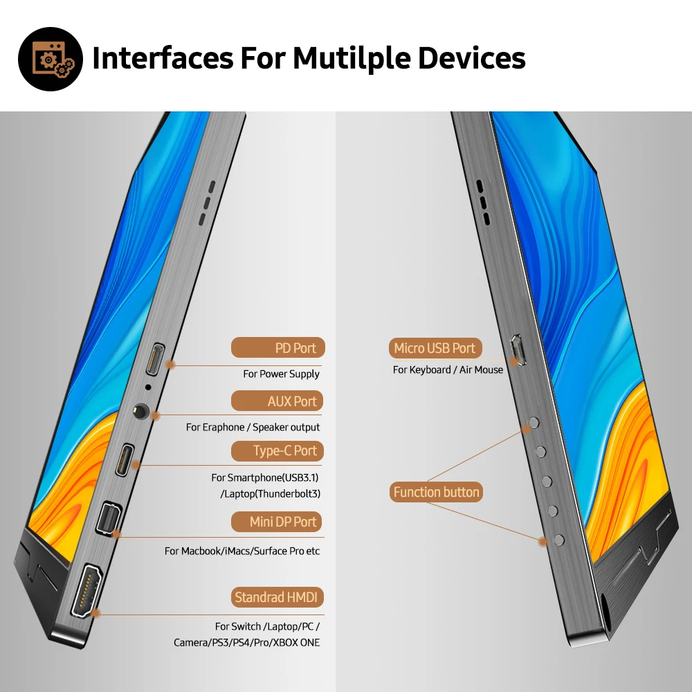 Портативный монитор UPERFECT 15 6 дюйма 4k IPS экран USB C игровой с Type Mini HDMI для ноутбука ПК