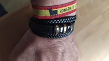 Pulsera de cuero trenzado de acero inoxidable para hombre, brazalete negro magnético, Punk Rock, accesorios de joyería