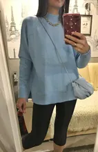 Sweater Pullovers Mock-Neck Beige Purple Winter Green 8-Colors High-Quality Women C-232