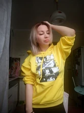 Tops Hoody Spring Harajuku Brown Anime Black Fleece Girls Korean-Style Cartoon Kawaii