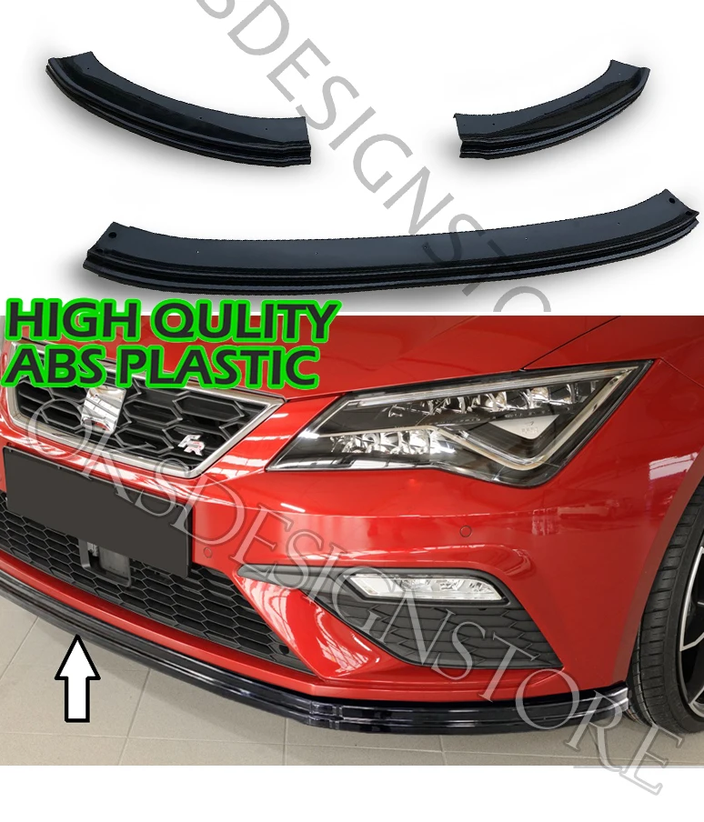 

SEAT LEON 2017-2020 FR/CUPRA Front Bumper Lip 3 pcs Glossy Black Splitter Diffuser Lip Body Kit Spoiler Bumpers For