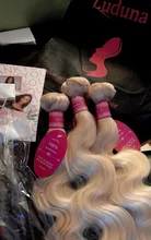 Luduna 613 rubia mechones pelo brasileño de la onda del cuerpo del pelo de mechones 1/3/4 ofertas de extensiones 100% cabello humano para mujer Remy de la extensión del pelo