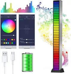 Bande lumineuse LED RGB colorée, contrôle du son, capteur de lumière, lumière d'ambiance, lumière d'ambiance, musique, économie d'énergie, USB 