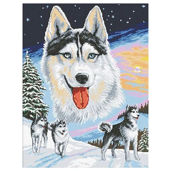 

Аж-1226 painting with diamond painting 'haski', 41*53 cm