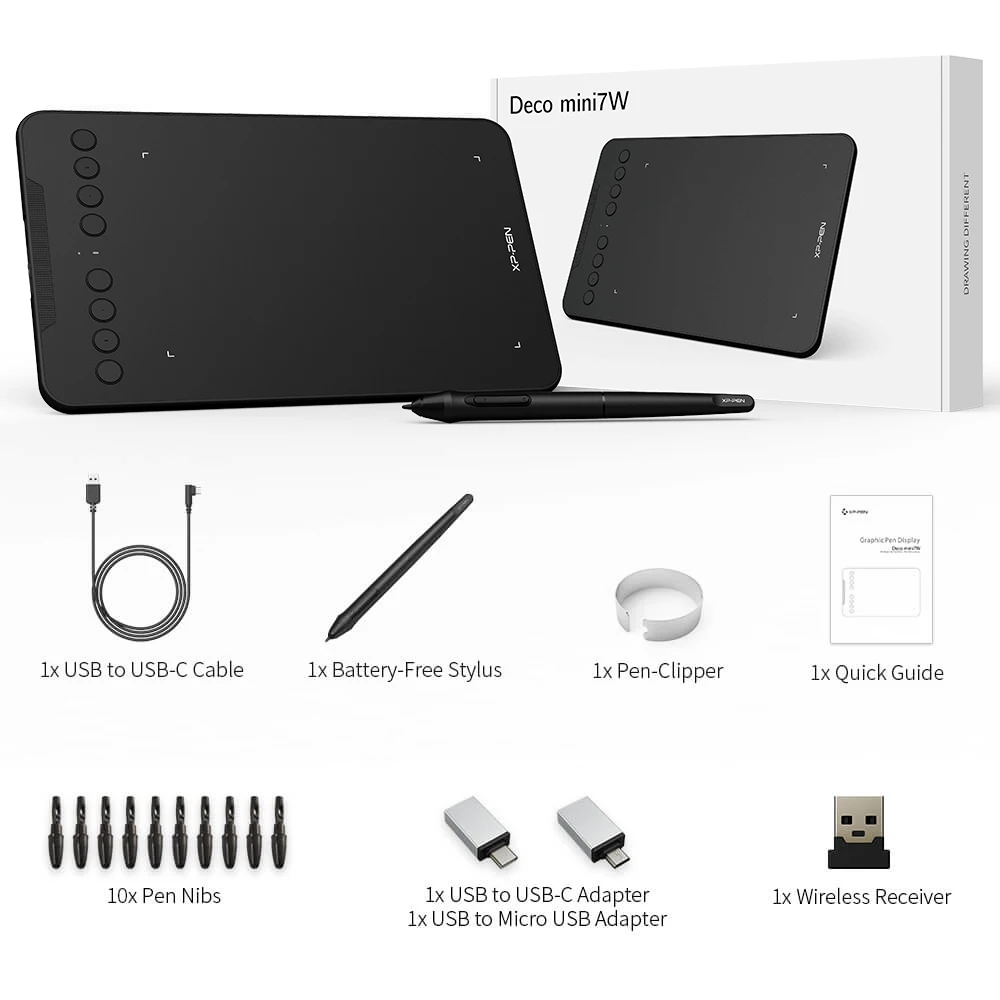 Xp-caneta Deco Mini 7w Polegada Desenho sem Fio Tablet Gráficos com Tilt Electronics 8192 Suporte Windows Mac Android Arte - Imagem 5