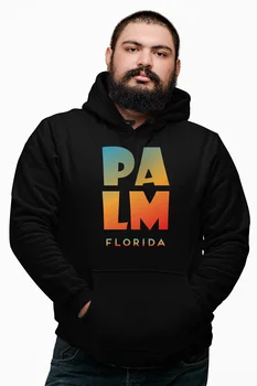 

Angemiel Wear Palm Florida Black Male Hooded Sweatshirt