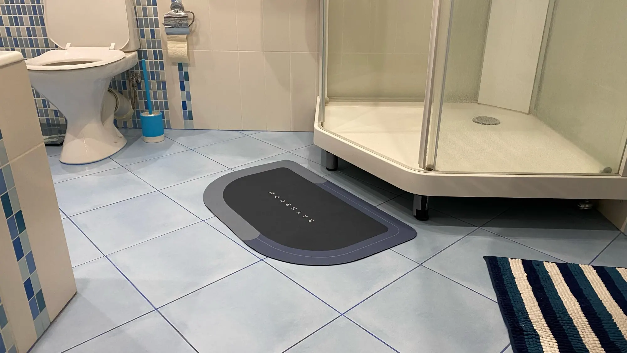 1PC Blue 45 x 65CM Bathroom Non-slip Absorbent Floor Mats Door Mat Bath Floor Ma 