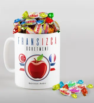 

Personalized French Öğretmeni Mug and Haribo Candy Gift Seti-3