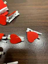 Clips de papel fotográfico en forma de corazón de madera para decoración del hogar, Mini clip rojo para decoración de notas, accesorios de oficina, 20 uds.