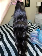 Coleta de pelo largo ondulado para mujer, coleta de cabello humano envuelta en Clip, extensión de onda negra, cola de poni afroamericana de 26 pulgadas, onda corporal