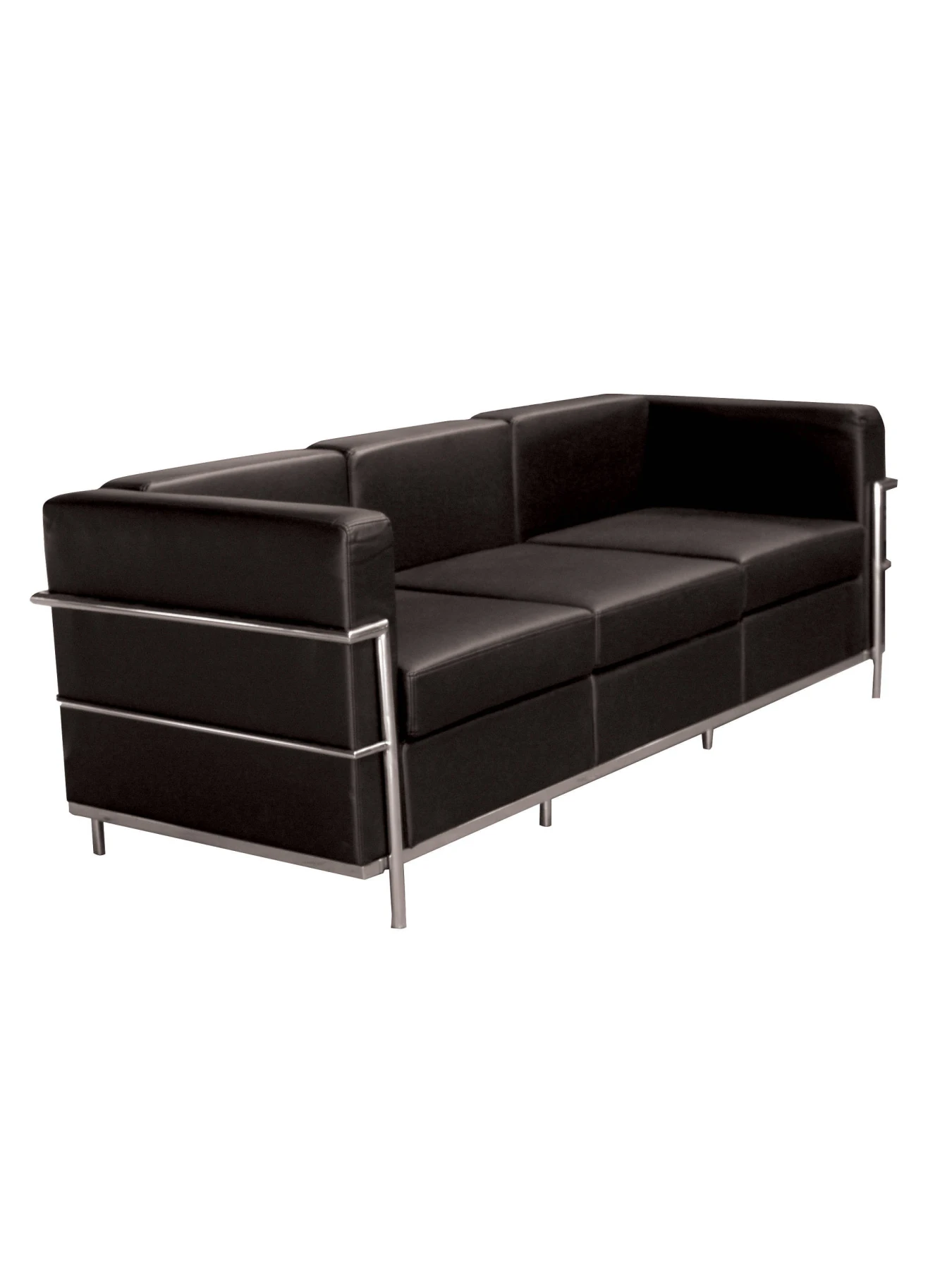 Sofa de Modulo/waiting three seat Upholstered in similpiel color black TAPHOLE AND CURLED Model Brackish | Автомобили и мотоциклы