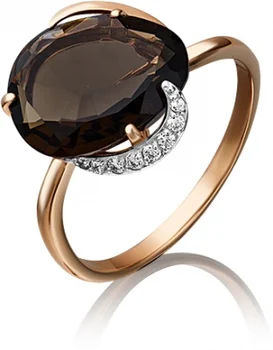 

Yuz platinum ring with cubic zirconia and red gold quartz