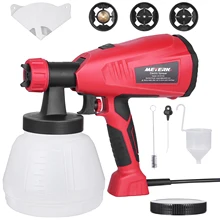 

Paint Sprayer, Meterk 1300ml HVLP Electric Spray Gun with 3 Nozzles & 3 Patterns, 2 Filter Papers, Adjustable Valve Knob, Easy t