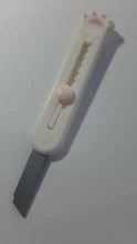 MINKYS-Mini cuchillo de bolsillo con Gato Kawaii, utensilio de utilidad artística, caja Express, cortador de papel, hoja rellenable para envolver, papelería
