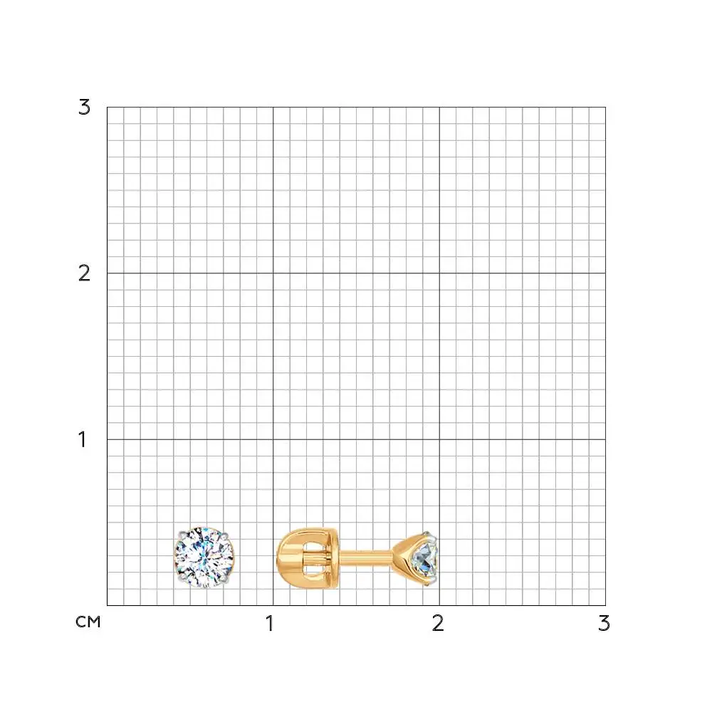Серьги-пусеты SOKOLOV из золота со Swarovski Zirconia