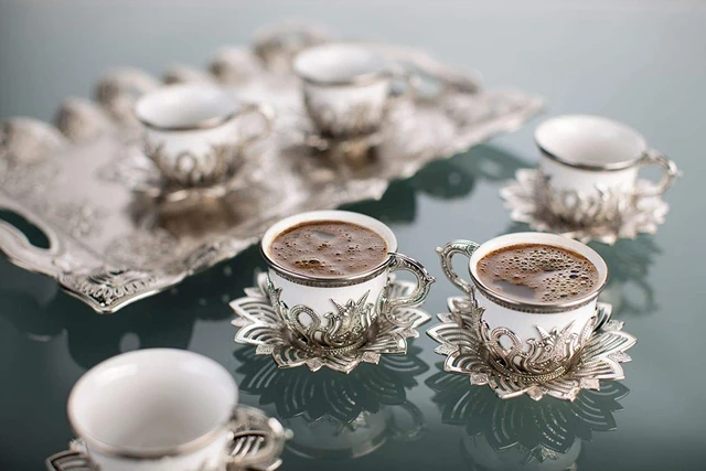 Luxury Gold Color Turkish Coffee Cup Set For Six Person