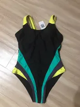 Competition Swimwear Bathing-Suits Patchwork Riseado Racerback Sports Women 