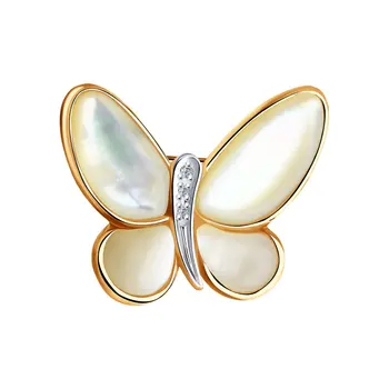 

Sokolov gold brooch with diamonds, fashion jewelry, 585, women's male