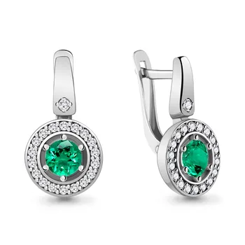 

Aquamarine earrings with nanoemeralds, cubic zirconia, 925 sterling silver