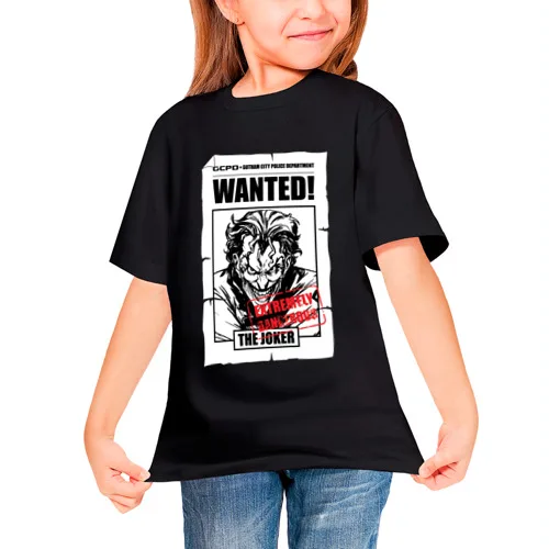 Детская футболка хлопок «Wanted» для мальчиков и девочек, Легкая футболка из хлопка с рисунком