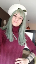 Element-Peluca de disfraz verde para mujeres y niñas, pelo sintético liso con flequillo, color azul, para fiesta, Lolita
