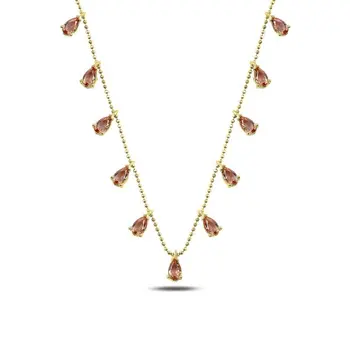 

Angemiel 925 Silver Drop Zultanite Cubic Zirconia Dangle Necklace-Gold Plated