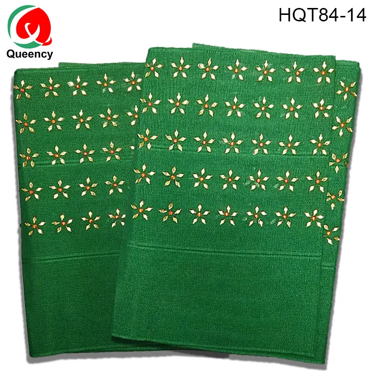 HQT84 цветок дизайн бусины Нигерия ASO OKE DIY головной убор с плечом для свадьбы и вечеринки 2 шт./пакет 5"* 95" - Цвет: HQT84-14