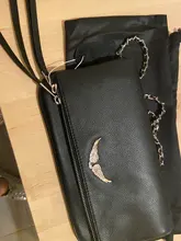 Alas decoradas bolso de un solo hombro de mujer casual moda desenfadada dos cadenas Bolsa Bandolera bolsos de cuero