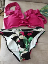 Bikini-Sets Biquinis Bathing-Suit CUPSHE Swimwear Women Orange Floral-Bottom Two-Pieces