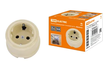 

Porcelain socket 2 p + Z 16A 250 V SL. Bone "bologna" TDM