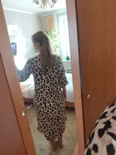 Printed Dresses Robe Bohemian Long-Sleeve VONDA Leopard Casual Women Vestidos Femme O-Neck