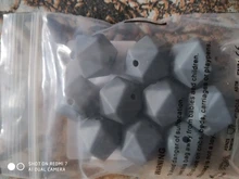 Bopoobo-mordedor de cuentas para bebé, silicona polígono, 14mm, ecológico, sin BPA, cadena de chupete para dentición de bebé, producto para bebé, 10 Uds.