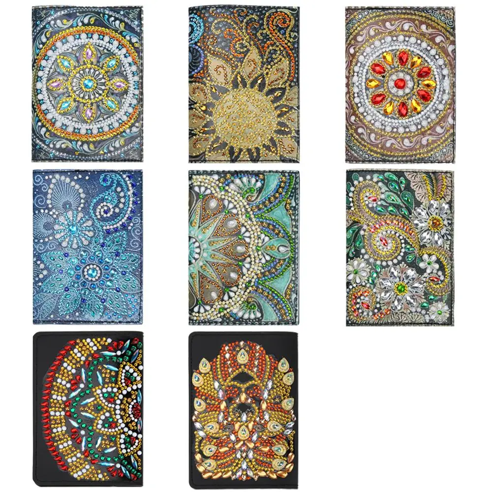 Mosaic Colorful Floral Fashion Leather Passport Holder Cover Case Travel Wallet 6.5 In
