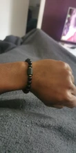 Abalorios de piedra negra para Hombre y mujer, pulsera con constelación de 12, para parejas, Moda Masculina