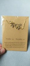 Signo del zodiaco de estrella de cartón para mujer, collares de constelación de 12, colgante de cristal dorado, collares de cadena de Gargantilla, joyería de regalo para cumpleaños