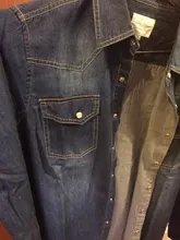 Schinteon fina-Camisa vaquera de manga larga para hombre, 100% suave de algodón con dos bolsillos, ligera, elástica, vaquera, 4XL, primavera y otoño