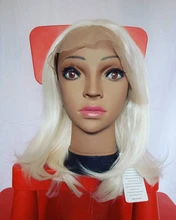 Golden Beauty-pelucas frontales de encaje para mujer, pelo sintético liso Rubio, sin enredos, fibra resistente al calor, Cosplay