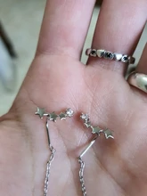 Anenjary-pendientes de plata de ley 925 con forma de estrella, aretes de cadena larga, S-E1443 completo