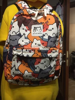  Neko Atsume Women Cat Backpack kawaii Cute Shoulder Bags  Cartoon Travel Backpack Laptop Daypack(12) : Electronics