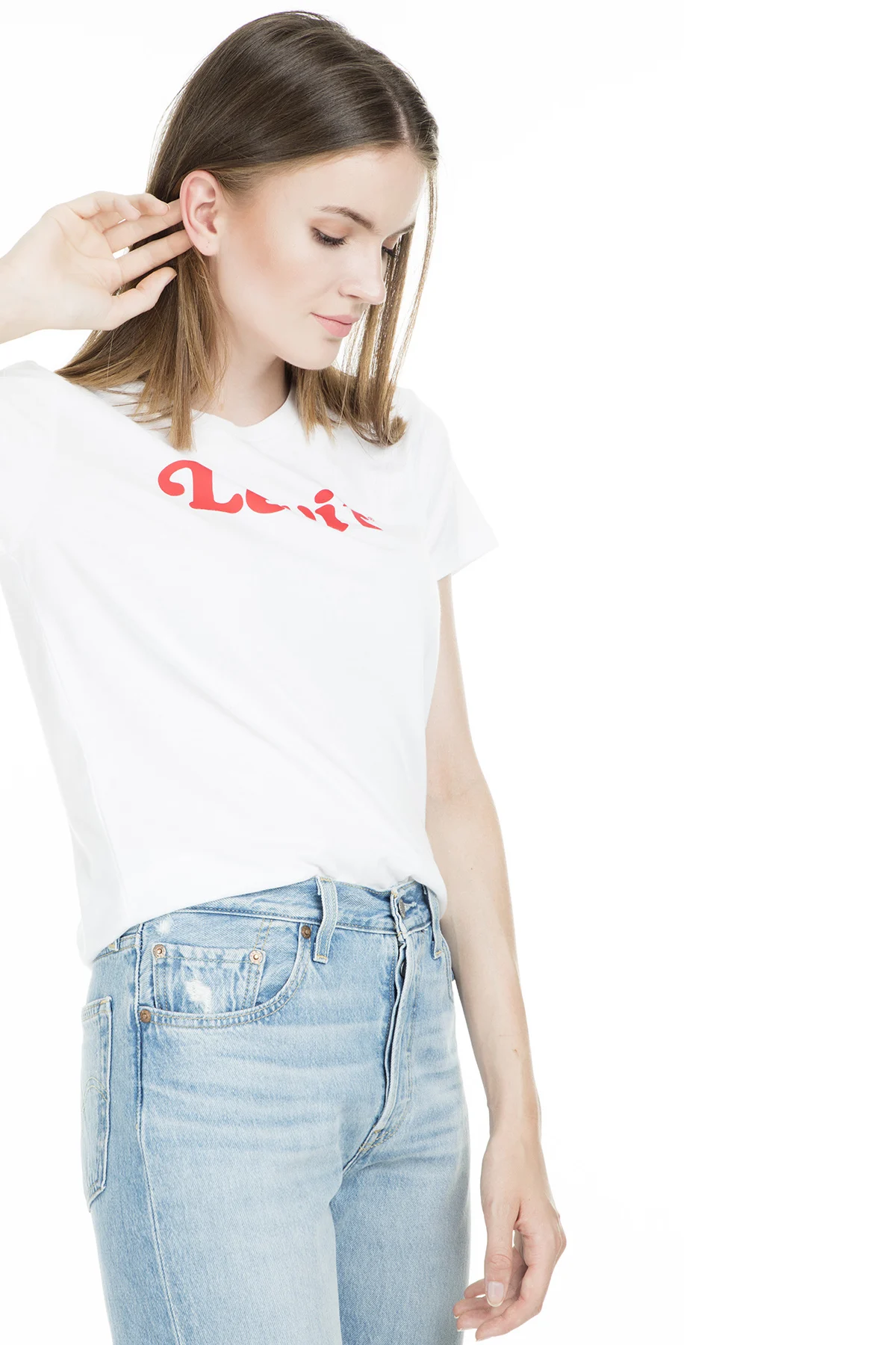 Levi's Печатные Футболки с велосипедным воротником женские футболки shirirt 17369