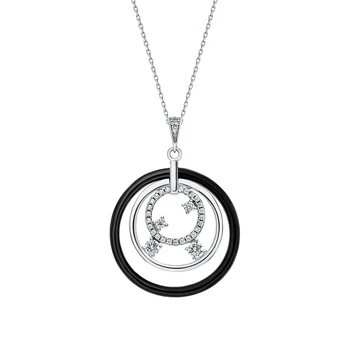 

Silver Pendant with ceramics and cubic zirconia sunlight sample 925