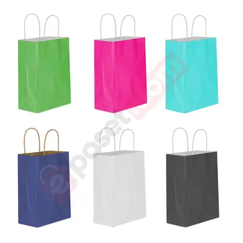 

50 Pc Colorful Paper Bags 15x20x8cm Gift Bag Shopping Bag