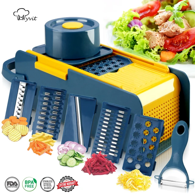 Alrens Vegetable Chopper 12 in 1 Mandoline Slicer Cutter Chopper and Grater  Vegetable Slicer Cheese Slicer Onion Chopper Blue