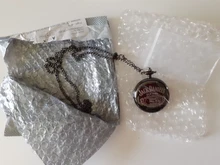 Relojes de bolsillo de cuarzo para hombre y mujer, reloj de bolsillo con cadena, con texto creativo único