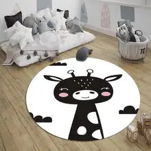 Серый, белый, черный Жираф животных нордек 3d шаблон печати противоскользящие сзади круглые ковры области ковер для детей Детская комната