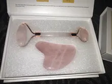 Rodillo de Jade de cuarzo rosa para masaje Facial, masajeador adelgazante Facial, piedra de Jade Natural, conjunto de belleza para el cuidado de la piel