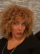 Curly Wig Short-Wig Bangs Afro Kinky Brown Synthetic Black-Women 14inches with Glorious