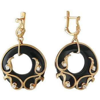 

Esthete earrings with agate and cubic zirconia in red gold